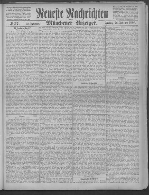 Neueste Nachrichten und Münchener Anzeiger (Münchner neueste Nachrichten) Freitag 26. Februar 1886
