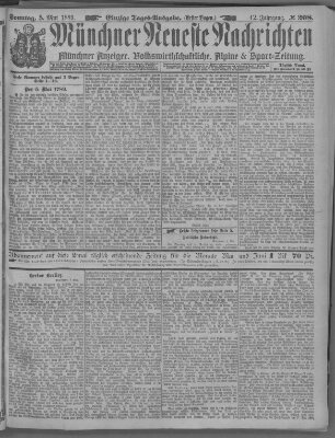 Münchner neueste Nachrichten Sonntag 5. Mai 1889