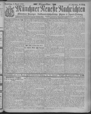 Münchner neueste Nachrichten Samstag 3. August 1889