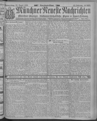 Münchner neueste Nachrichten Donnerstag 29. August 1889