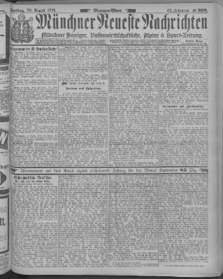 Münchner neueste Nachrichten Freitag 30. August 1889