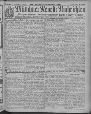Münchner neueste Nachrichten Montag 2. September 1889