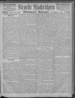 Neueste Nachrichten und Münchener Anzeiger (Münchner neueste Nachrichten) Montag 26. Juli 1886