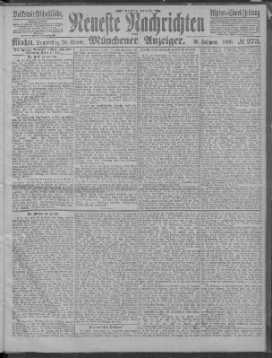 Neueste Nachrichten und Münchener Anzeiger (Münchner neueste Nachrichten) Donnerstag 30. September 1886