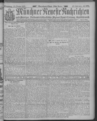 Münchner neueste Nachrichten Dienstag 15. Oktober 1889