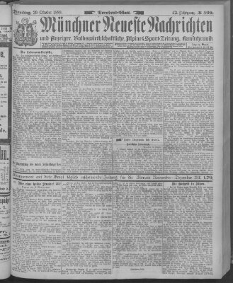Münchner neueste Nachrichten Dienstag 29. Oktober 1889