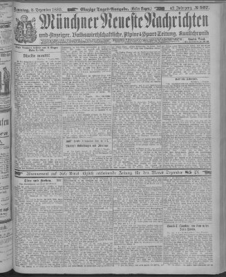 Münchner neueste Nachrichten Sonntag 8. Dezember 1889