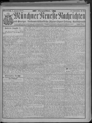 Münchner neueste Nachrichten Mittwoch 8. Januar 1890