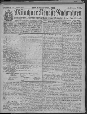 Münchner neueste Nachrichten Mittwoch 29. Januar 1890
