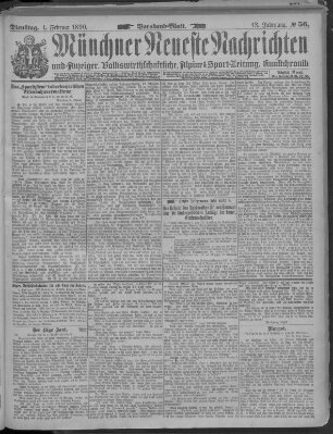 Münchner neueste Nachrichten Dienstag 4. Februar 1890