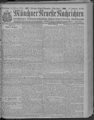 Münchner neueste Nachrichten Sonntag 16. Februar 1890