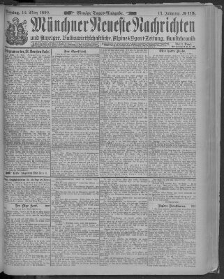 Münchner neueste Nachrichten Montag 10. März 1890