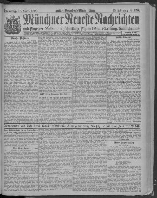 Münchner neueste Nachrichten Dienstag 18. März 1890