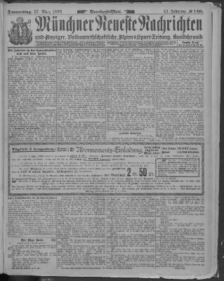 Münchner neueste Nachrichten Donnerstag 27. März 1890