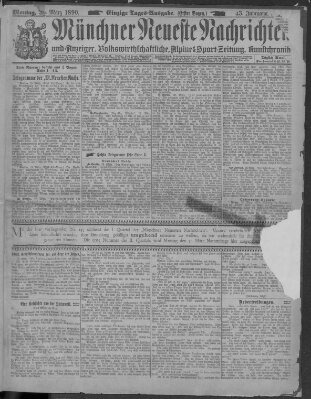 Münchner neueste Nachrichten Montag 31. März 1890