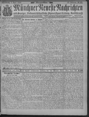 Münchner neueste Nachrichten Mittwoch 2. April 1890