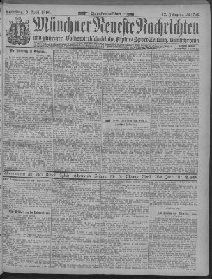 Münchner neueste Nachrichten Samstag 5. April 1890