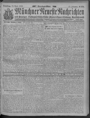 Münchner neueste Nachrichten Samstag 19. April 1890
