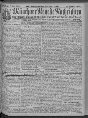 Münchner neueste Nachrichten Samstag 17. Mai 1890