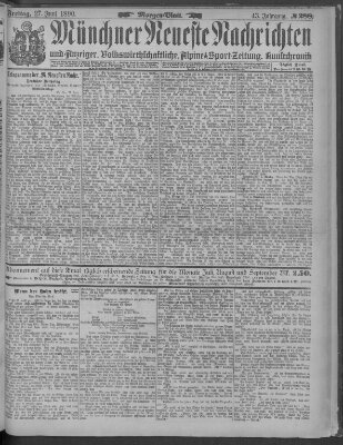 Münchner neueste Nachrichten Freitag 27. Juni 1890