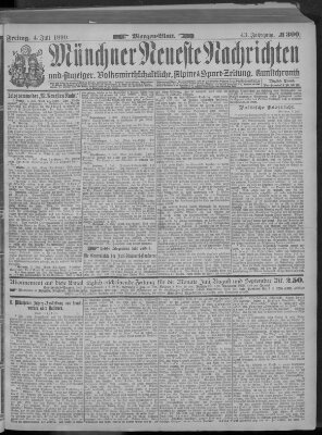 Münchner neueste Nachrichten Freitag 4. Juli 1890