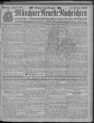 Münchner neueste Nachrichten Montag 4. August 1890