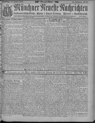 Münchner neueste Nachrichten Samstag 10. Januar 1891