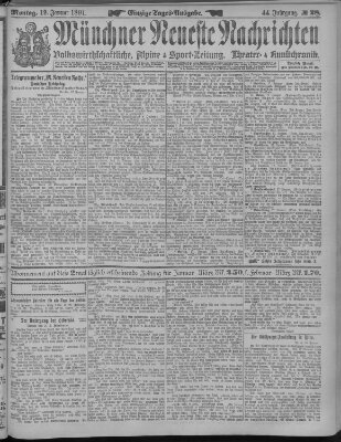 Münchner neueste Nachrichten Montag 19. Januar 1891