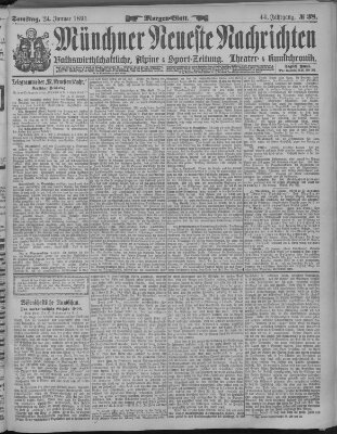 Münchner neueste Nachrichten Samstag 24. Januar 1891
