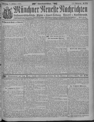 Münchner neueste Nachrichten Freitag 6. Februar 1891