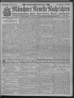 Münchner neueste Nachrichten Samstag 4. April 1891