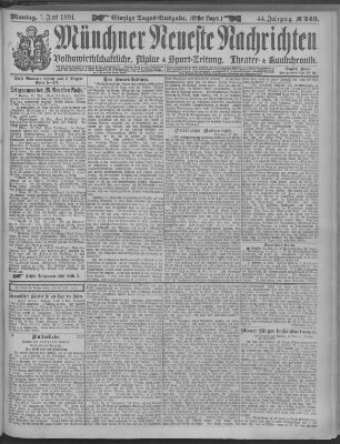 Münchner neueste Nachrichten Montag 1. Juni 1891