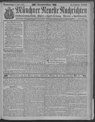 Münchner neueste Nachrichten Donnerstag 4. Juni 1891