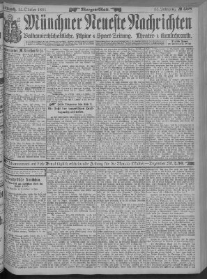 Münchner neueste Nachrichten Mittwoch 14. Oktober 1891