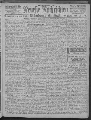 Neueste Nachrichten und Münchener Anzeiger (Münchner neueste Nachrichten) Dienstag 5. Oktober 1886