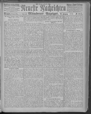 Neueste Nachrichten und Münchener Anzeiger (Münchner neueste Nachrichten) Donnerstag 11. November 1886