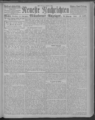 Neueste Nachrichten und Münchener Anzeiger (Münchner neueste Nachrichten) Dienstag 23. November 1886