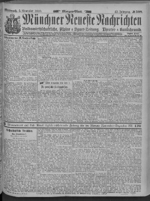Münchner neueste Nachrichten Mittwoch 5. November 1890