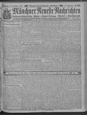 Münchner neueste Nachrichten Sonntag 23. November 1890