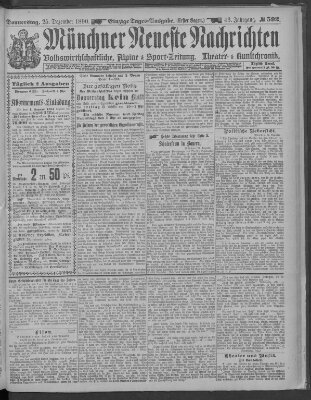 Münchner neueste Nachrichten Donnerstag 25. Dezember 1890
