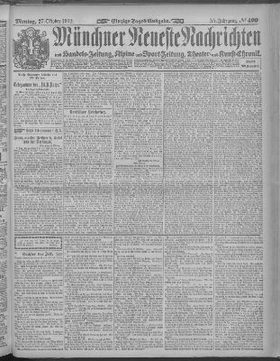 Münchner neueste Nachrichten Montag 27. Oktober 1902