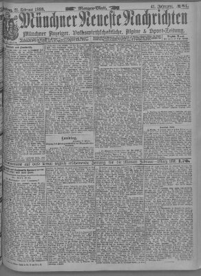 Münchner neueste Nachrichten Dienstag 21. Februar 1888