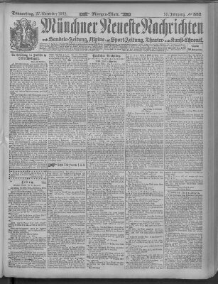 Münchner neueste Nachrichten Donnerstag 27. November 1902