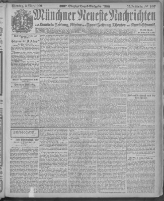 Münchner neueste Nachrichten Montag 5. März 1900