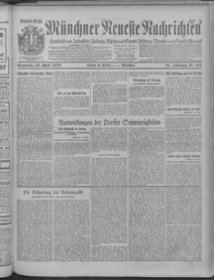 Münchner neueste Nachrichten Samstag 20. April 1929