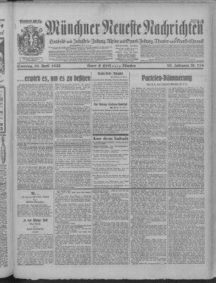 Münchner neueste Nachrichten Sonntag 28. April 1929