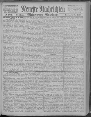 Neueste Nachrichten und Münchener Anzeiger (Münchner neueste Nachrichten) Sonntag 2. Mai 1886