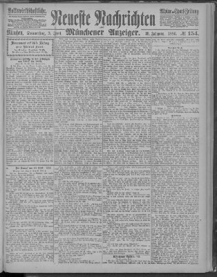 Neueste Nachrichten und Münchener Anzeiger (Münchner neueste Nachrichten) Donnerstag 3. Juni 1886