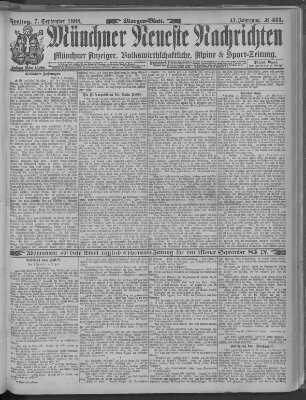 Münchner neueste Nachrichten Freitag 7. September 1888