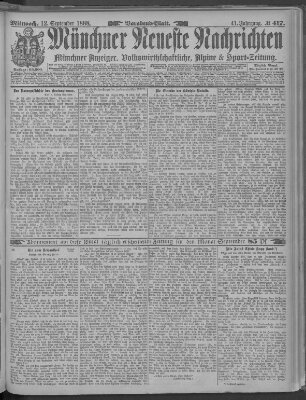 Münchner neueste Nachrichten Mittwoch 12. September 1888